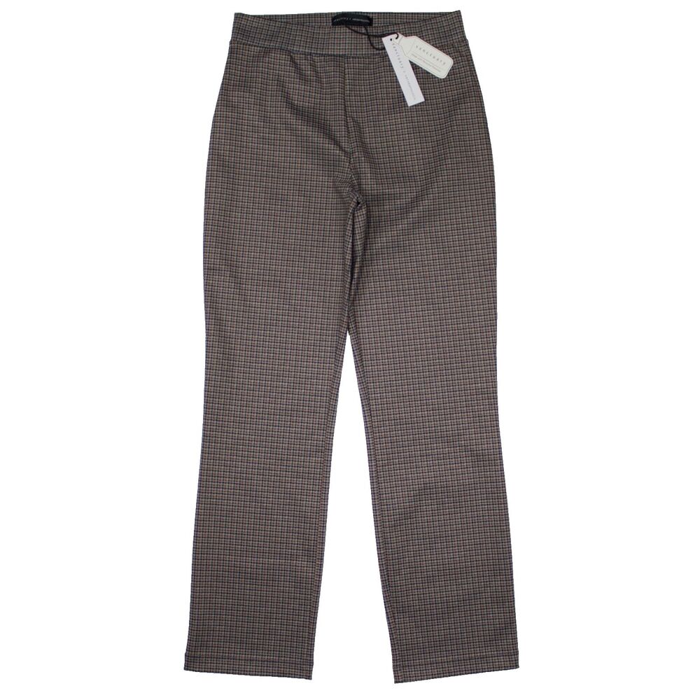 NWT Sanctuary x Anthropologie Brown Black Micro Plaid Crop Pants Women Size XXS